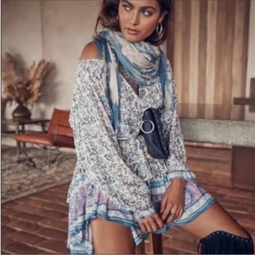 Spell & The Gypsy Collective Dahlia Tunic Dress in dusty blue EUC SZ L - Picture 10 of 10